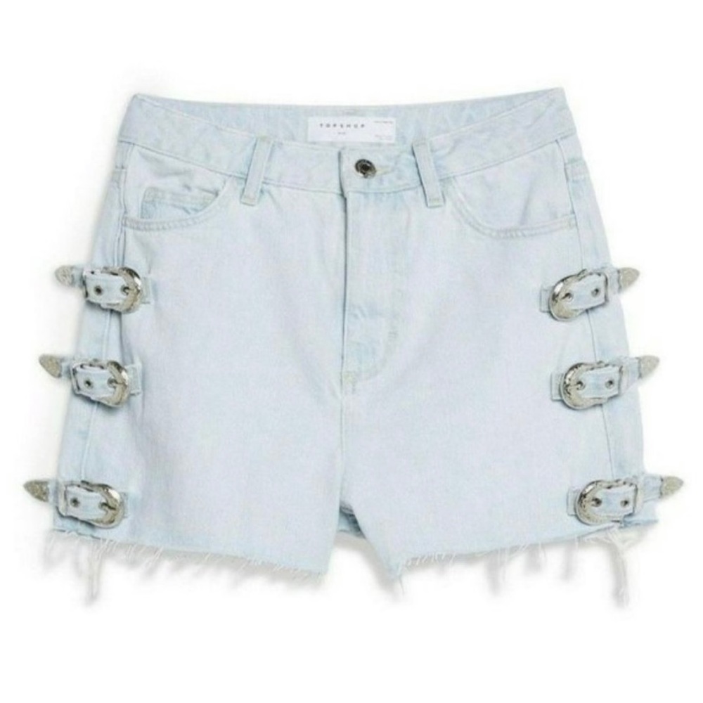 Topshop Mom denim Shorts side buckles size 4